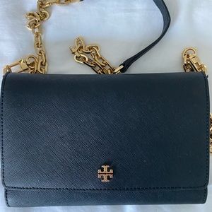 Tory Burch Black Robinson Chain Wallet